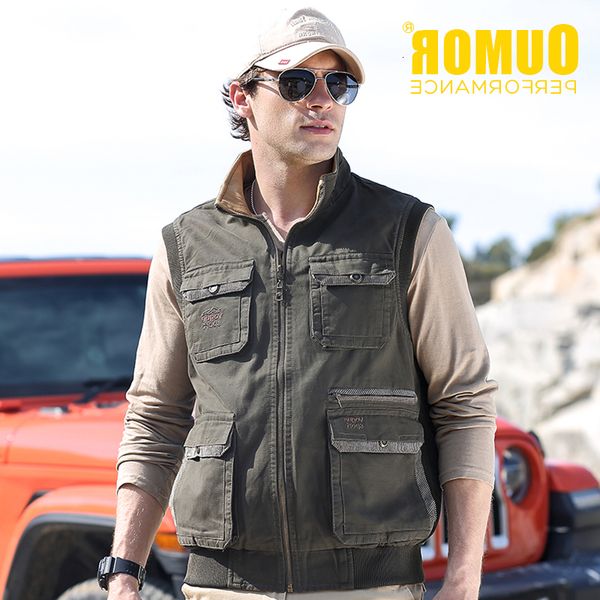 

8xl oumor spring new outdoor casual tactical fish cargo outwear thick warm multi pocket jacket vests men
