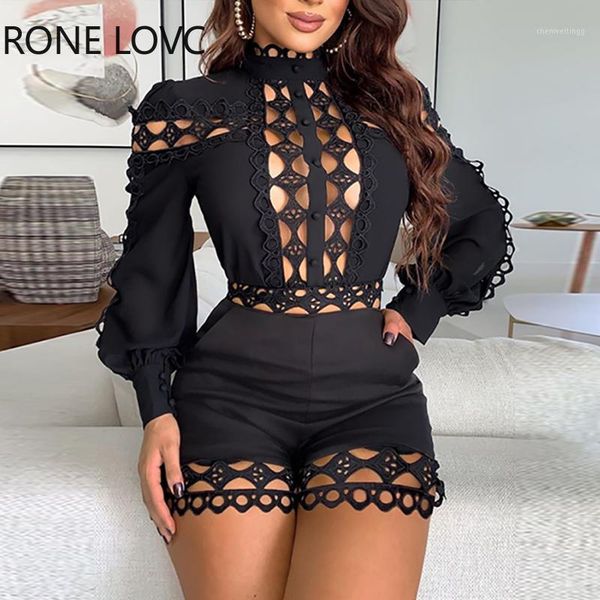 

women sold lattice design hollow out romper romper summer sexy1, Black;white