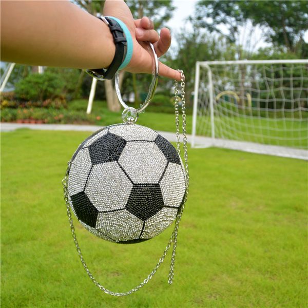 

bee in fly basketball round ball gold clutch purses for women evening rhinestone handbags ladies party dinner bag c0121