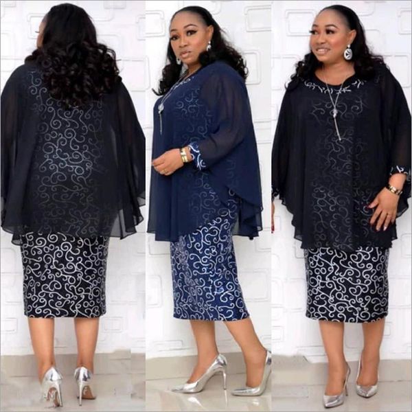 

designer african women plus size fashion print dress two-piece suit black friday 2021 deals, White