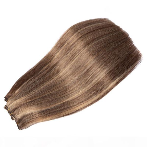 

highlights human hair weave piano color #4 mixed with #27 virgin peruvian piano color weft hair extensions 100g bundle, Black