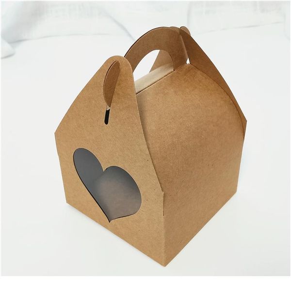 

20pcs/lot large kraft paper gift box with handle wedding birthday white cardboard cake box black cupcake box for packagi bbywkk