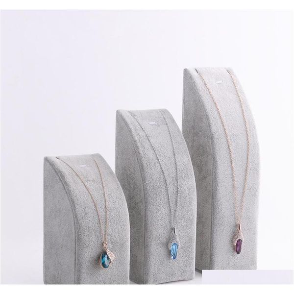 

shipping black gray velvet pendant necklace chain display stand bracelet holder 3 pc/set jewelry packaging displays frnzm ghpnt, Slivery;golden