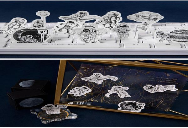 

45 pcs box outer space astronaut stickers for suitcase skateboard fridge phone car styling diy decal stationery stickers bbypie lipper