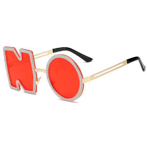 

sunglasses fashion diamond designer women metal letter no sun glasses female uv400 shades eyewear, White;black
