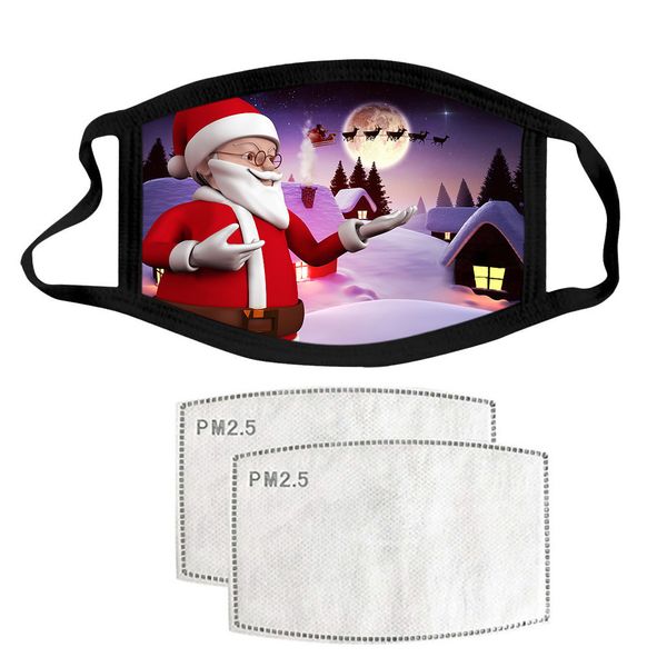 

new 1pcs christmas pollution face reusable women man masks +2pcs filter cover breathable mouth caps mascarillas