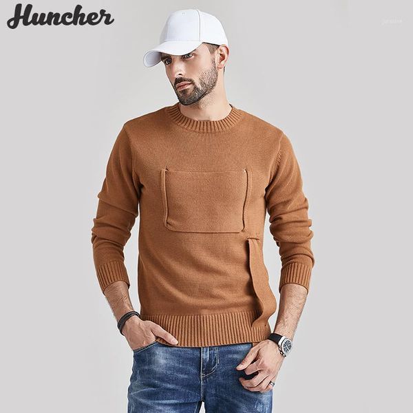 

huncher mens knitted sweater men 2020 autumn patchwork solid knit pullover korean fashion vintage jumper slim fit sweaters male1, White;black