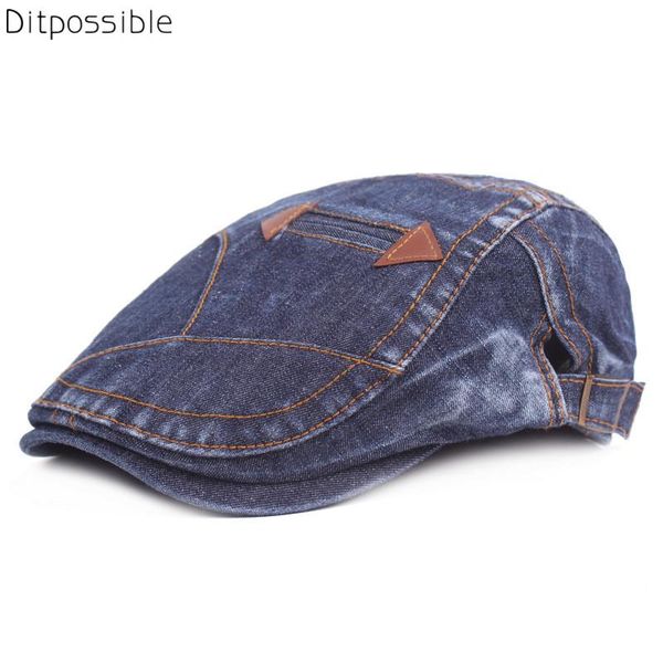 

berets ditpossible classic denim caps for women washed vintage beret hats men gorras casquette flat female cap, Blue;gray