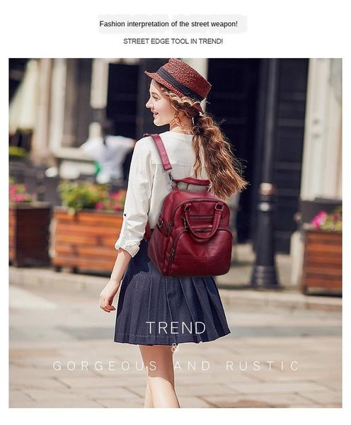 

backpack female 2020 new pu school bag outdoor travel bag shoulder dual-use ladies backpack