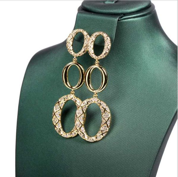 

Women New earrings ins trendy exaggerated zircon long earrings, Silver