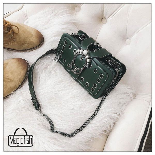 

women's brand new chain leisure punching lock catch zipper & hasp vintage shoulder square bag a9859/l