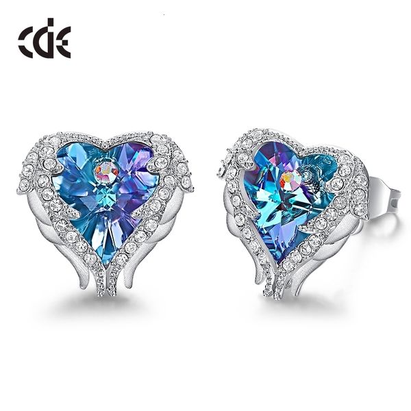 

cde stud украшенные кристаллами от swarovski женщин angel wing серьги сердца моды украшение уха подарки, Golden;silver