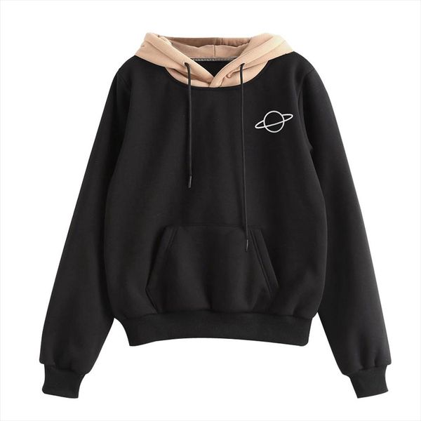

fashion ladies pouch pocket long sleeve sweatshirt chic casual elegant comfortable soft hooded pullover drop shipping, Black