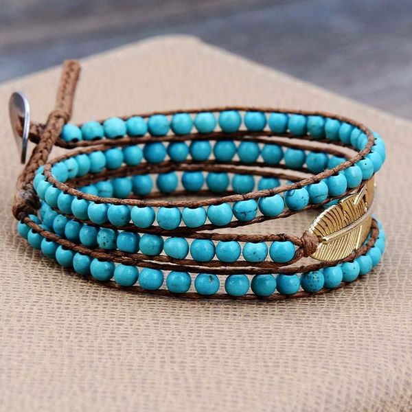 

semi precious stone gold leaf 3 стренг handmade wax шнура wrap браслет многоуровневую винтажные бусы браслет jllpcc home003, Golden;silver