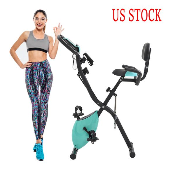 

us stock exercise bike with 10-level adjustable resistance, fitness upright and recumbent bike, lcd monitor, arm tension straps ms192236aac