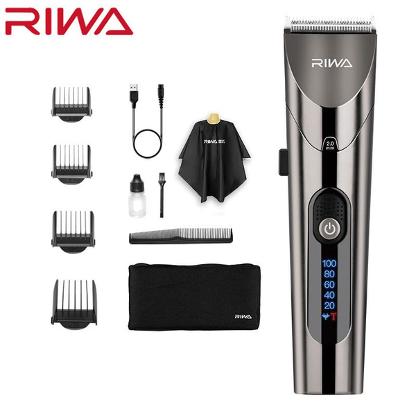 

smart home control riwa electric hair clipper professional trimmer rechargeable battery charger led screen washable steel blade