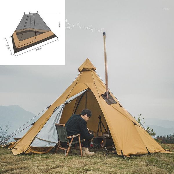 

tents and shelters pyramid tent shelter anti-rainstorm outdoor camping yurt with chimney hole 400*350*240cm include hanging inner1