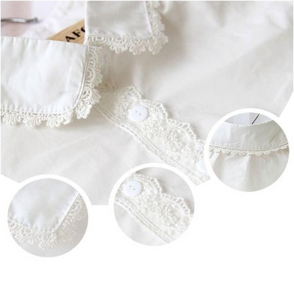 

female sweet doll fake collar embroidery floral lace splicing half-shirt blouse fema jllsxx, Blue;red