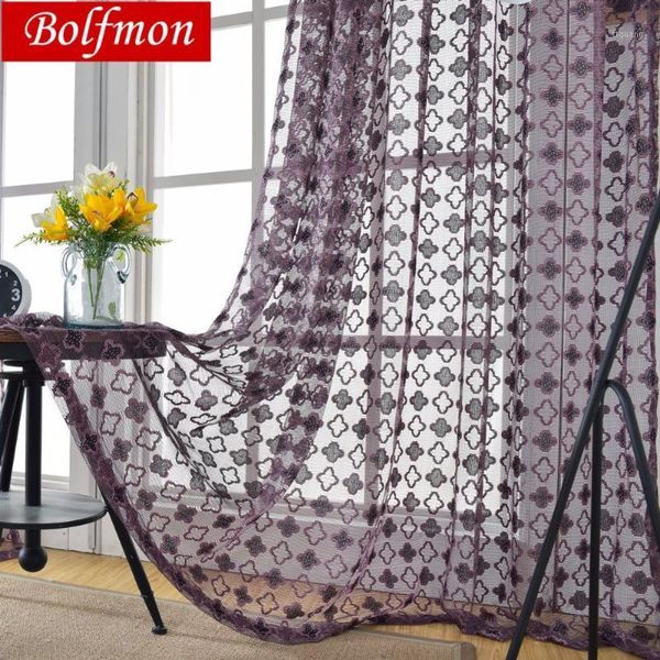 

4 colors purple panels sheer curtains kitchen window tulle modern bedroom decorations polyester material jacquard geometric1