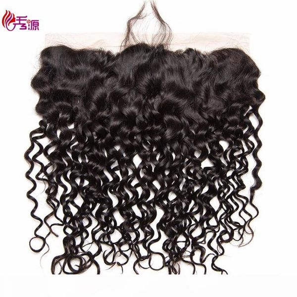 

water wave virgin remy human hair swiss lace closure natural color cuticle aligned virgin human hair 13x4 swiss lace frontal, Black;brown