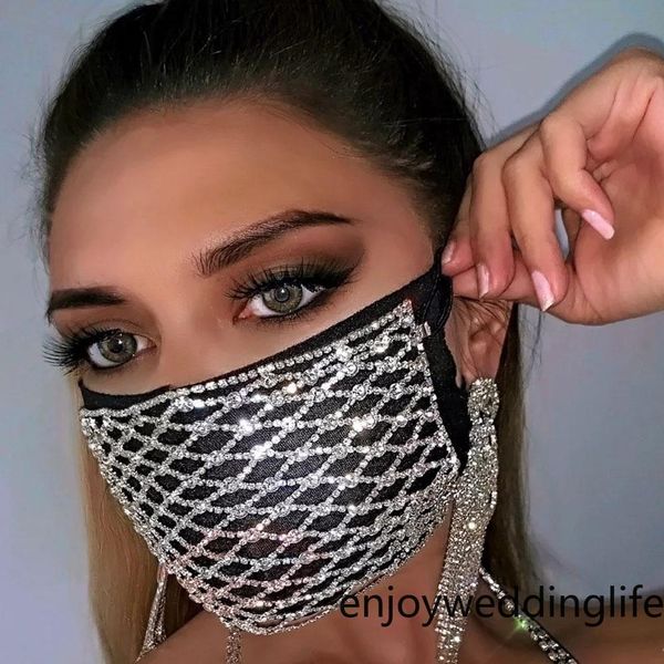 

luxury jewelry bling rhinestone mask halloween for women fashion elastic mask crystal decorative mask dancer party