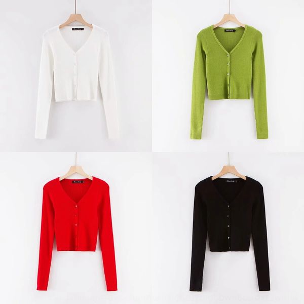 

net coat sweater version simple v-neck single breasted knitted cardigan 2020 new slim short thin sweater coat 73z5k, White;black