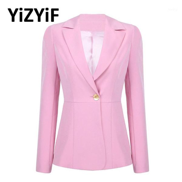 

women formal blazer notch lapel long sleeves single button solid color business blazers lady office work suit femme jacket coat1, White;black