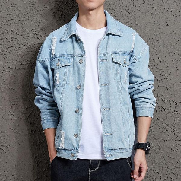 

autumn spring men hip hop retro denim jacket jacket streetwear fashion slim denim men's casual bomber1, Black;brown