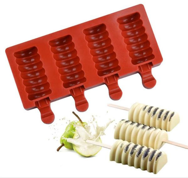 

4 cell silicone frozen ice cream mold juice popsicle maker children pop mould silicone lolly tray molds cake decorating baking