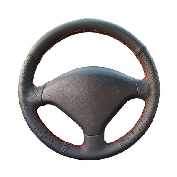

diy genuine leather car steering wheel cover for 307 2001-2008 307 sw 2005-2008 / protect steering-wheel1