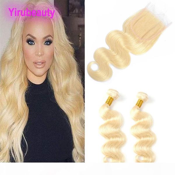

малазийский человеческих волос yirubeauty body wave связки с 4x4 lace closure с ребенком наращивание волос 8-30inch blonde 613 # body wave 4, Black;brown