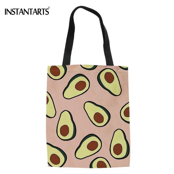 

instantarts avocado print women shopping tote bag casual reuasble folding eco-bag girl cartoon travel hangbags shopper bags