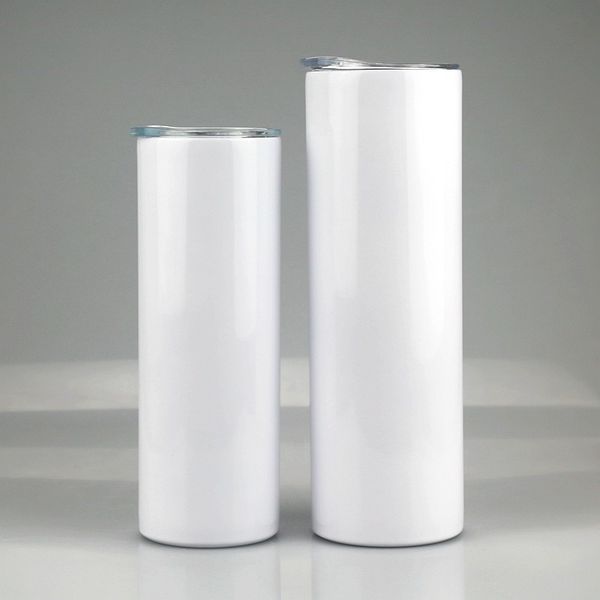 

sublimation straight skinny tumbler stainless steel blank white skinny cup with lid cylinder bottle fast sea shipping owc3606