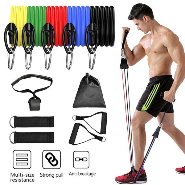 

11 pcs/set pull rope fitness exercises resistance bands latex tubes pedal excerciser body training workout yoga fitness band