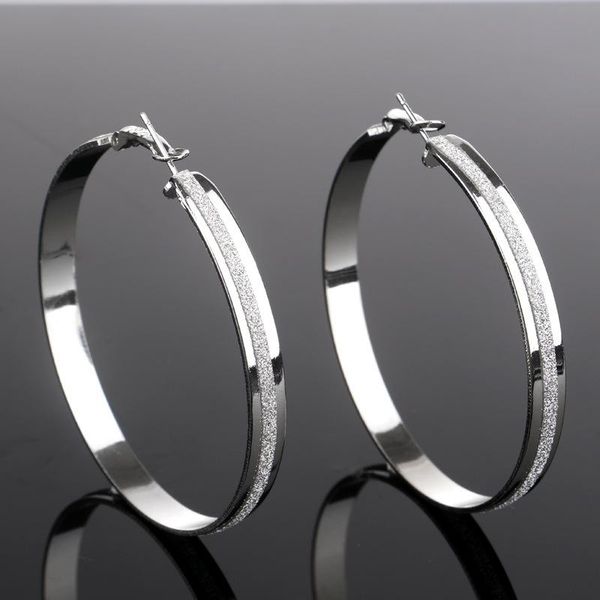 

charm fashion big circle pierced earrings woman matte chic ear hoops hoop for women party brincos gift 60mm, Golden