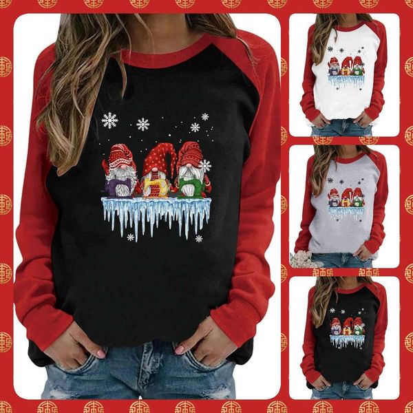 

women's raglan purple three santas european long sleev, White