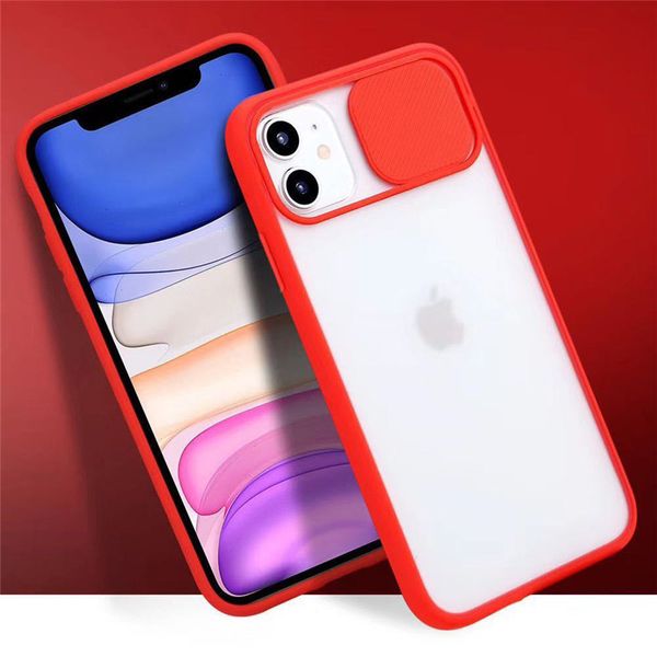 

frosted translucent shockproof lens slide phone cases cover for iphone 13 12 11 pro max x xs xr se2020 8 7 plus 6s slides camera hard case