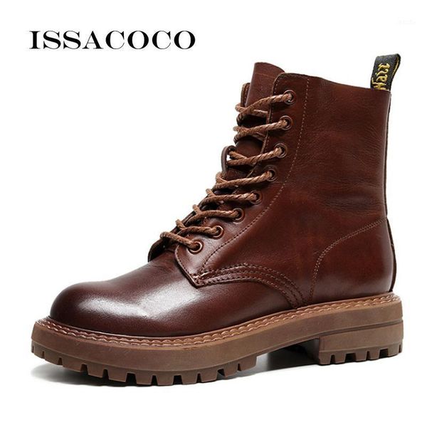

boots issacoco genuine leather women shoes autumn women's platform women's1, Black