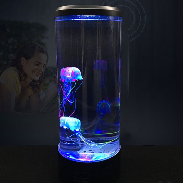 Lâmpada de água-viva LED Night Light Aquarium Decoração Da Noite Infantil Luz de Luz Lâmpada Alterar Lâmpada de cabeceira Decoração de casa USB