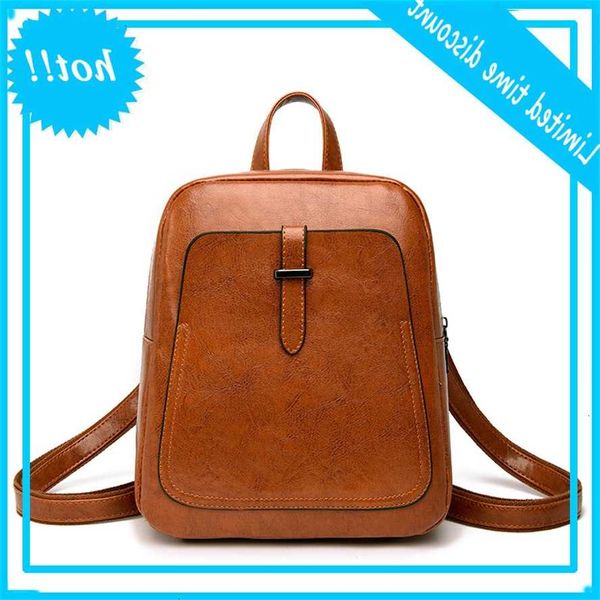 

2019 women oil leather backpacks students school shoulder bag for teenage girls ladies travel backpack