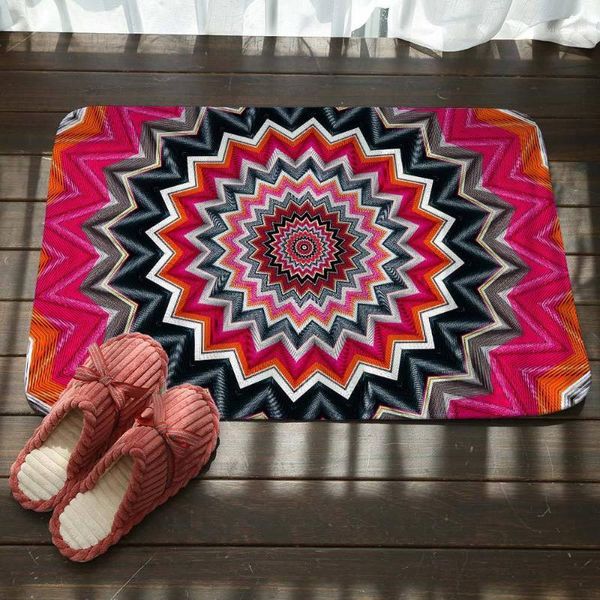 

carpets living room bedroom anti-slip vacuuming mat colorful ridge design mandala printed bathroom doorway mat1