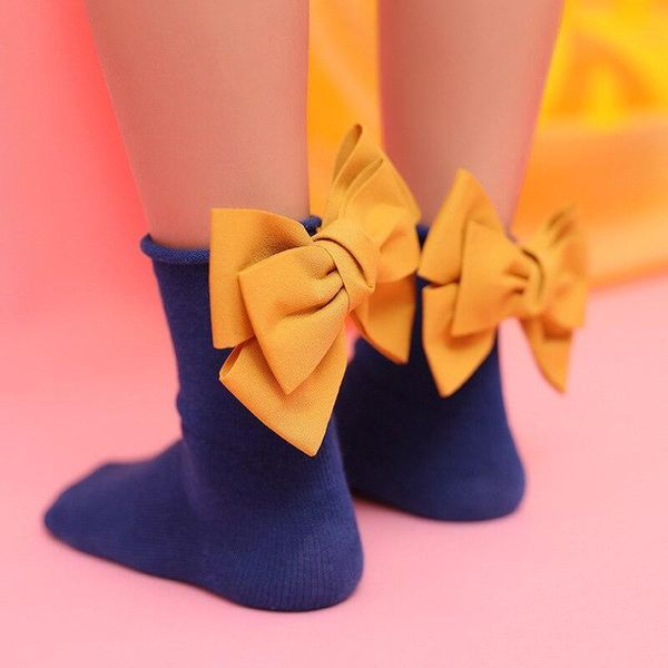 

children big bow socks candy colors cute baby girls sweet cotton socks ruffle ankle short kids princess, Pink;yellow
