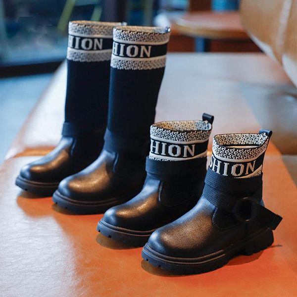 

pu leather winter socks boots girls shoes kids, Black;red