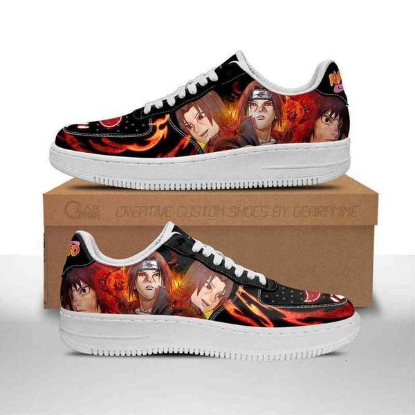 

diy anime shoes akatsuki itachi sneakers custom leather casual running sport walking lightweight tennis, Black;white