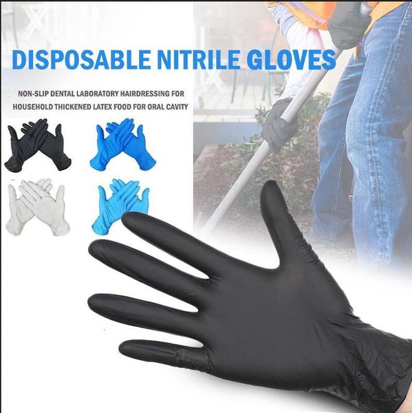 

disposable nitrile gloves black blue 100pcs powder household cleaning salon protective dishwashing/kitchen nitrile gloves fy4036