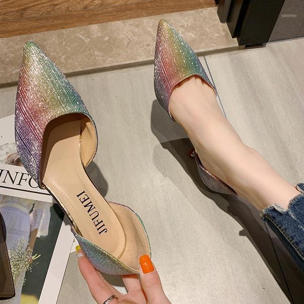 

the new spring and summer 2020 joker pointed shoes silver girl1, Black