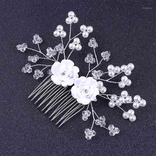 

women simulation pearl handmade fashion hair comb bridal wedding delicate hair jewelry ladies beauty floral headband headpieces1, Golden;silver