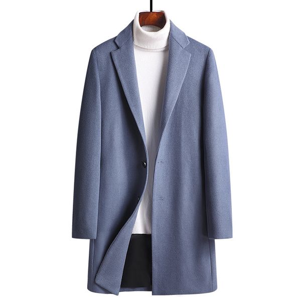 

2021 new elegant premium winter long men's coat fine suits wool jacket 54yb, Black;brown