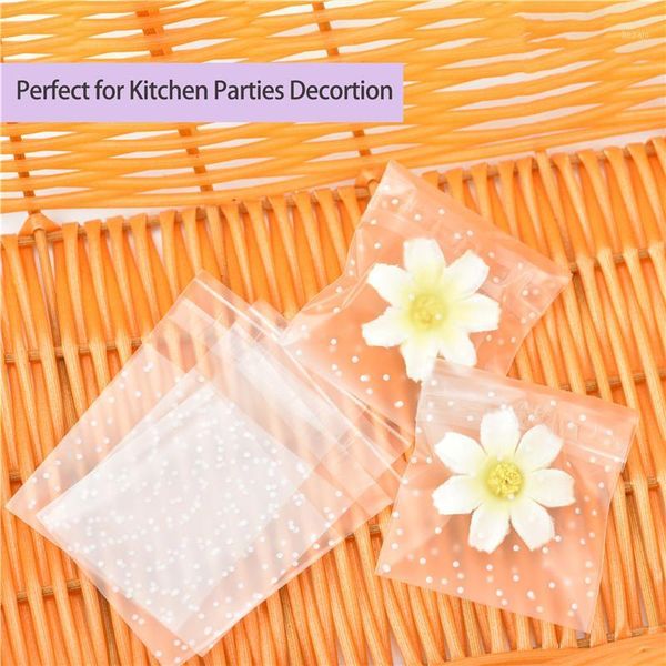 

gift wrap 100pcs plastic transparent cellophane bags polka dot candy cookie bag with diy self adhesive pouch celofan for party1
