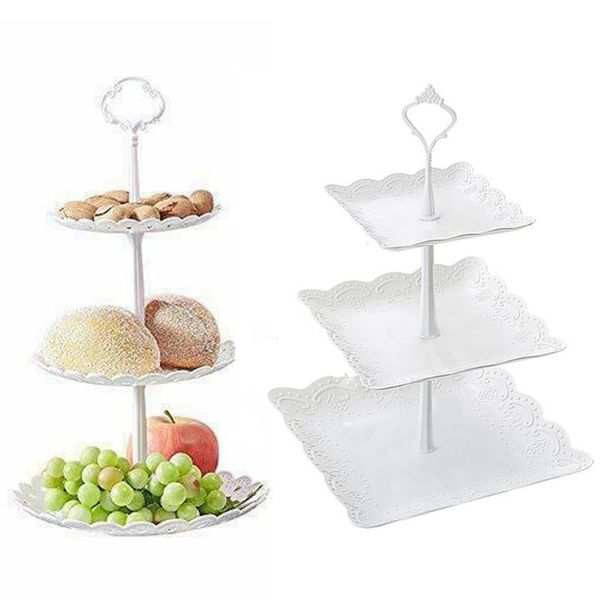 

3 tier square cake stand party dinner cake decorations party serving platter plates